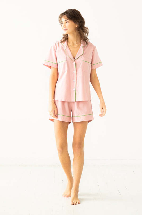 SALUA Classic Shorties Pajamas in Woven Cotton