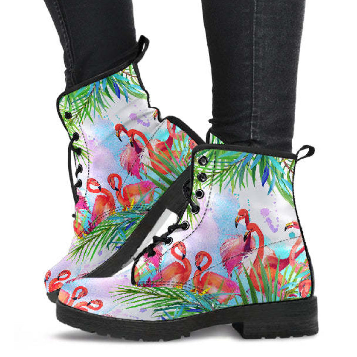 Tropical Flamingo Leather Boots