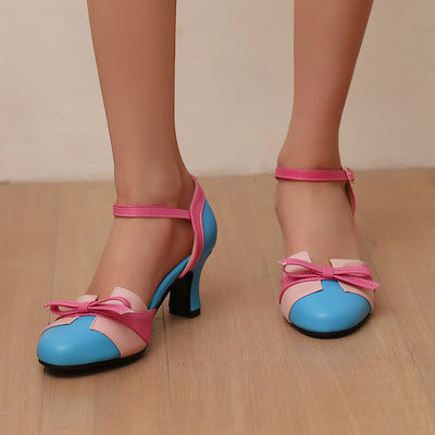 Elegant High Heel Candy-colored Hollow Buckle Sandals