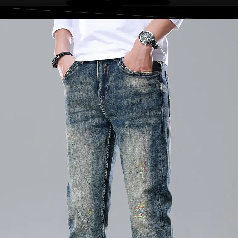 Men’s Straight Slim Cotton Vintage Jeans
