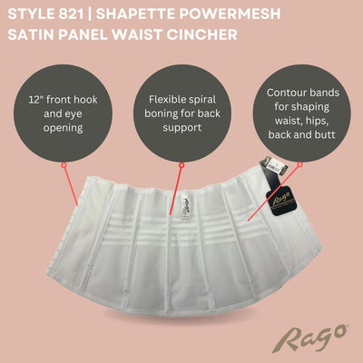 Style 821 | Shapette Powermesh Satin Panel Waist Cincher