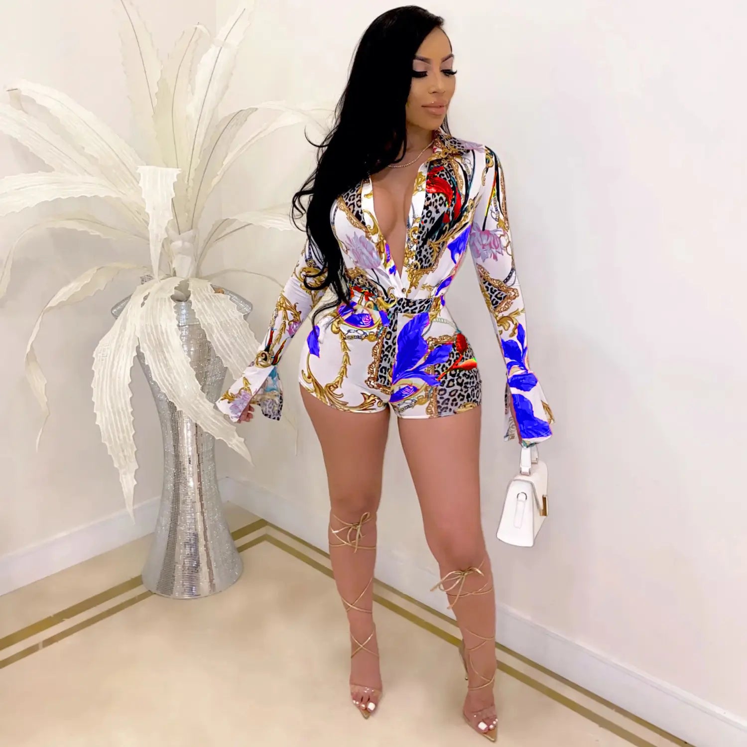 Women’s Printed Cardigan Short Set jumpsuit