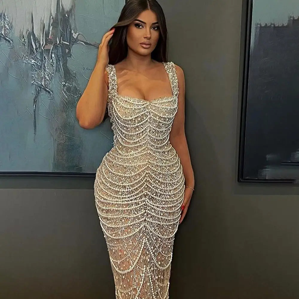 Luxury Pearl Beaded Dress