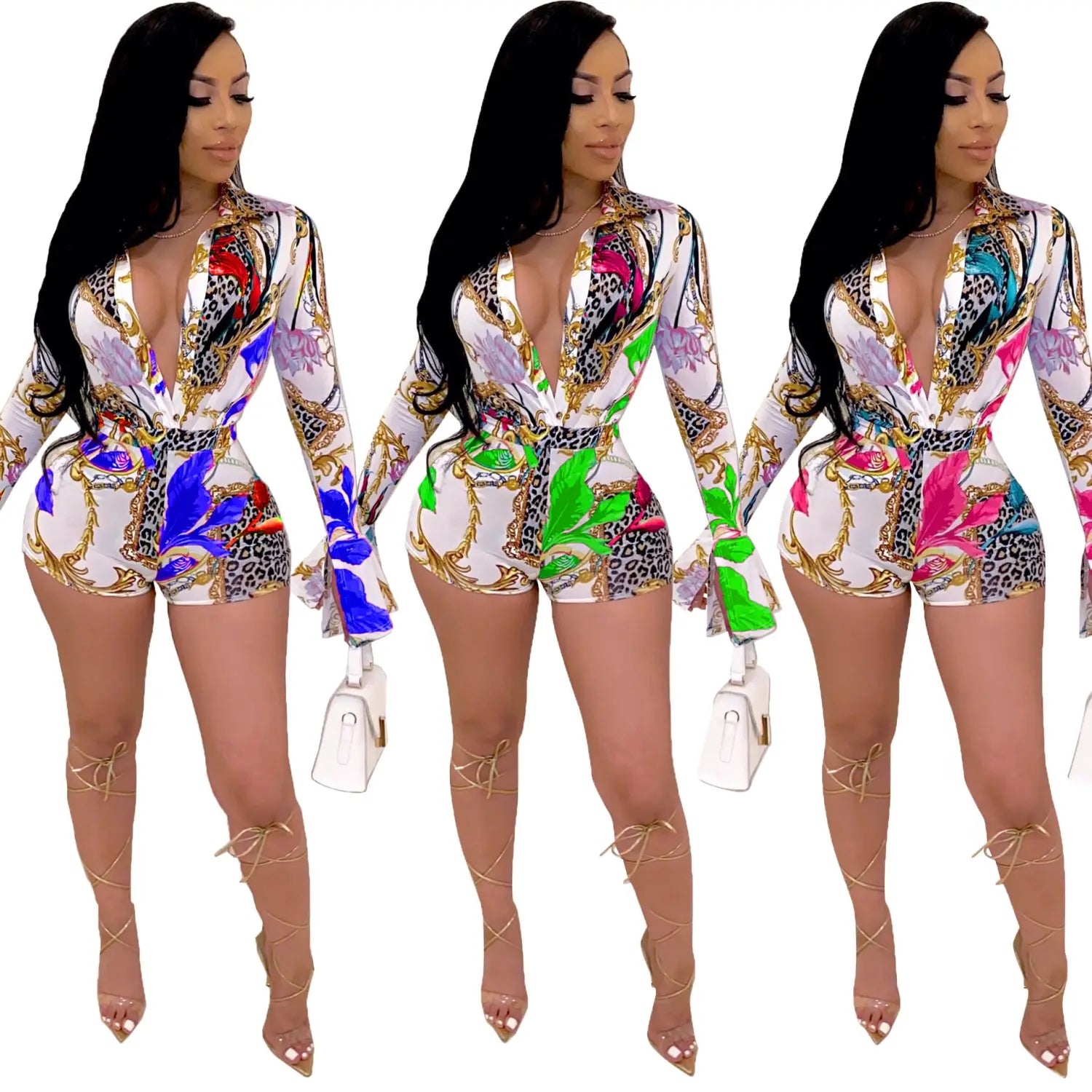 Women’s Printed Cardigan Short Set jumpsuit