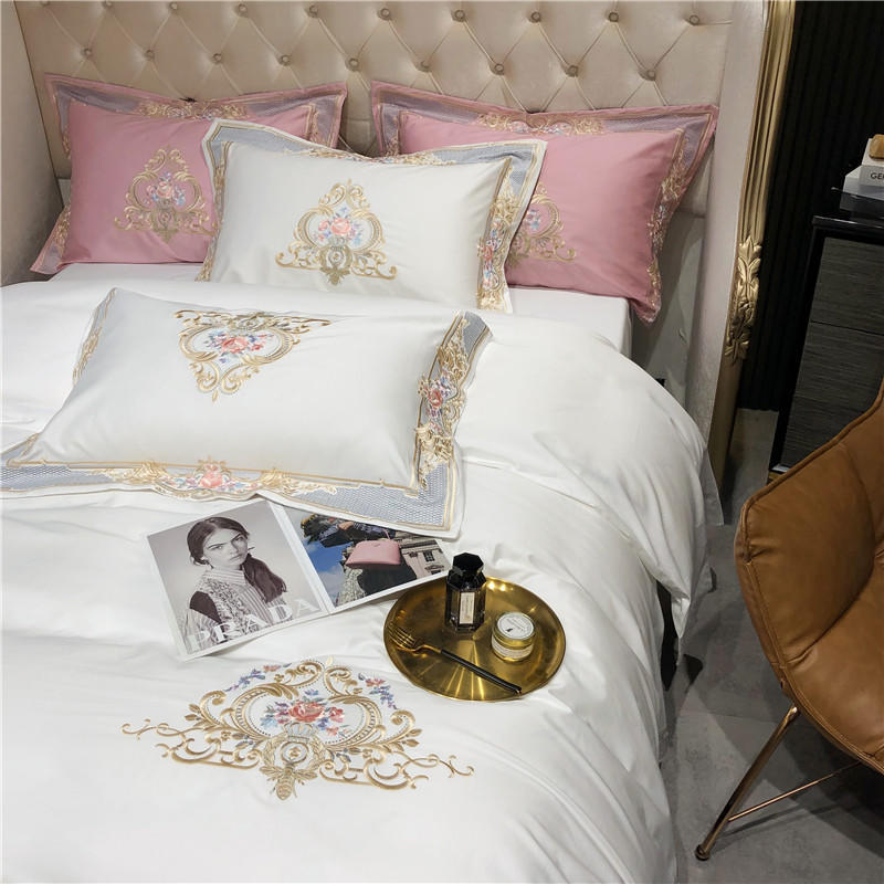 Cotton Satin Luxury Embroidery Four-piece Set