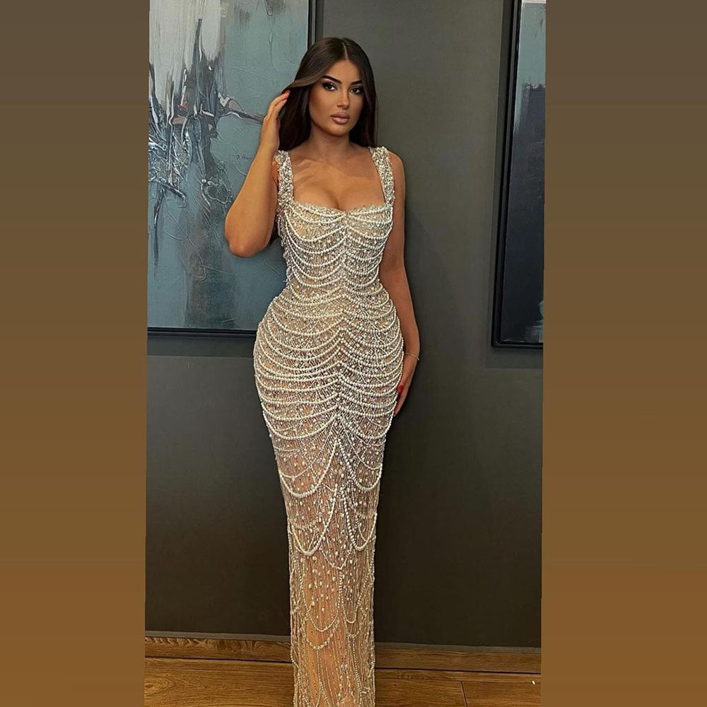 Luxury Pearl Beaded Dress