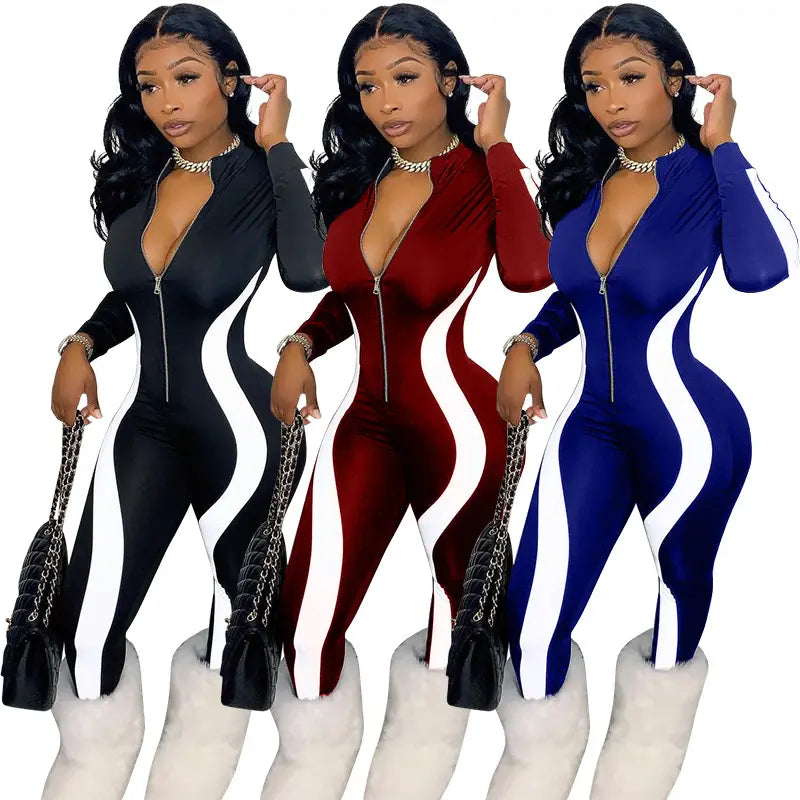 Women’s Printed Striped Jumpsuit