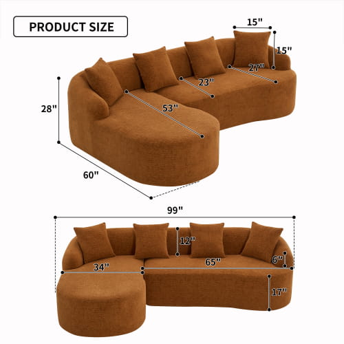 Chenille Full Compression Sofa w/ 4 Pillows