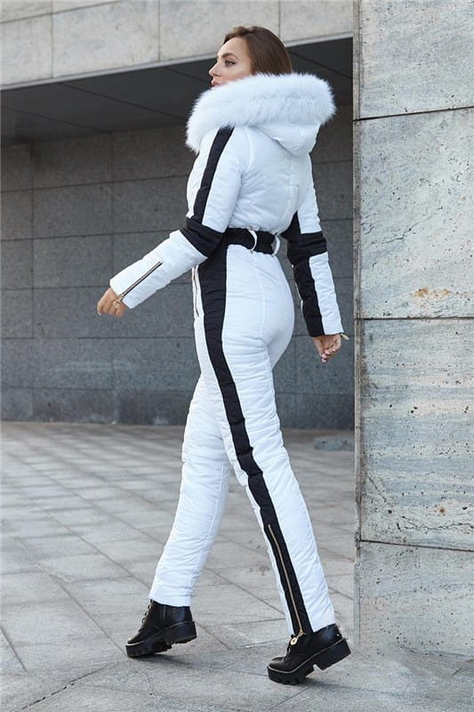 Ladies Faux Fur Collar Jumpsuit