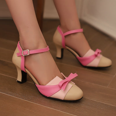 Elegant High Heel Candy-colored Hollow Buckle Sandals