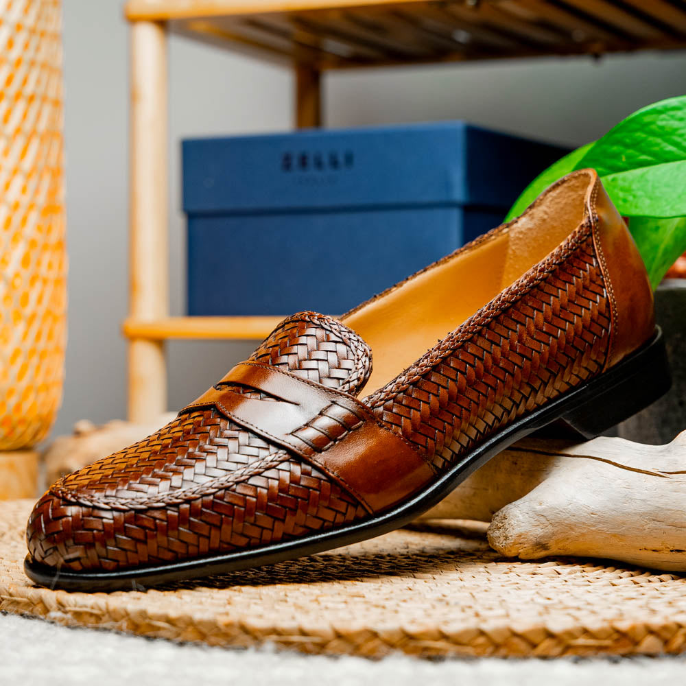 15-585-CGN NICOLA Italian Calfskin Basketweave, Cognac