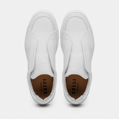 65-225-WHT SPETTACOLARE Italian Pebble Grain Calfskin Sneakers White