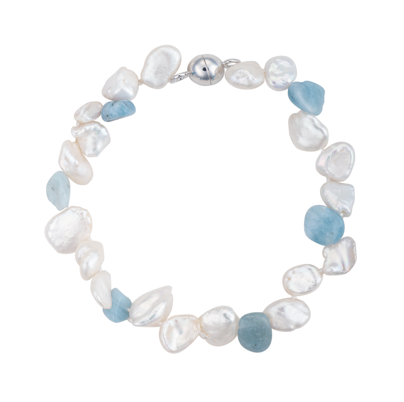 Aquamarine and keshi pearl bracelet