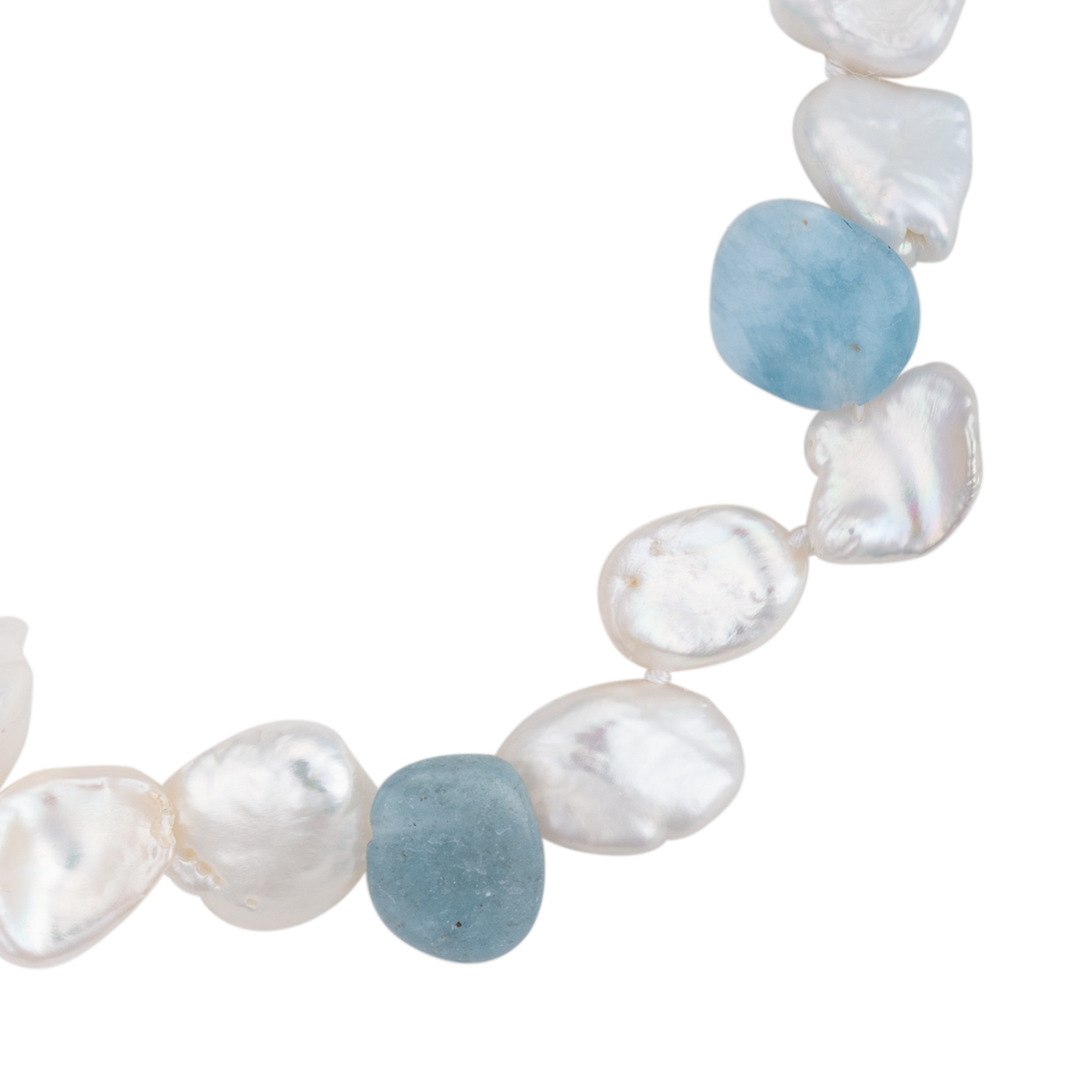 Aquamarine and keshi pearl bracelet